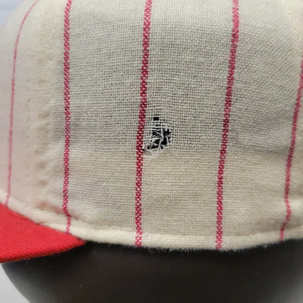 Vintage Roman Pro Cincinnati Reds Pinstripe Fitted Hat 7 1/2 USA Made